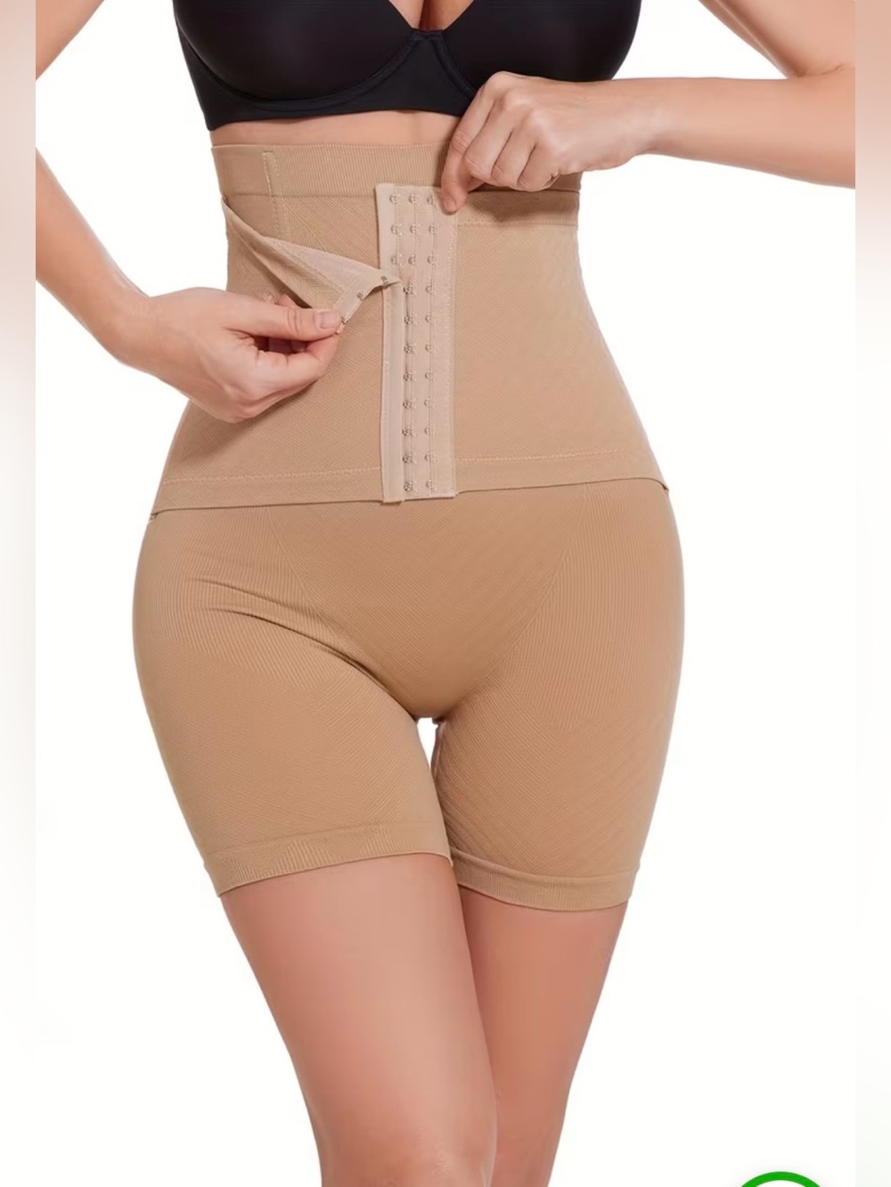 Women’s Plus High-Waist Beige Shapewear Shorts with Hook Closure Size XXL